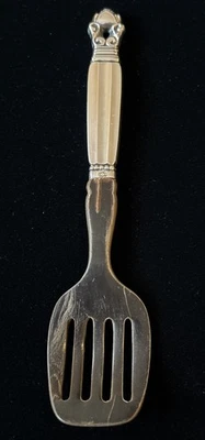 Antique Georg Jensen Sterling Silver "Acorn" Herring Serving Fork w/ Horn Tines - Image 1 of 4