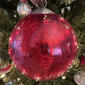 Adornos de bola de vidrio mercurio rojo estilo bola vintage 4" - Imagen 1 de 3