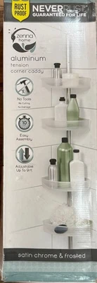 New Zenna Home Never Rust Tension Pole for Shower Corner - Satin Chrome - Image 1 of 3