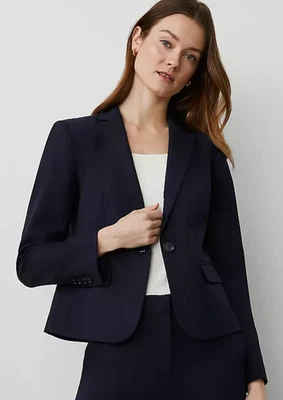 CHAQUETA BLAZER ANN TAYLOR NIGHT SKY BLUE UN BOTÓN EN ALGODÓN ELÁSTICO TALLA 16 Foto 1 de 4