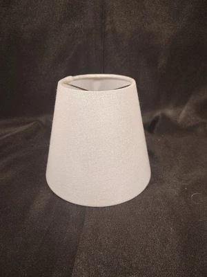White Small  Clip on Empire Lamp Shade Fabric 3.5''×5''×6'' for Candelabra Bulb - Image 1 of 4