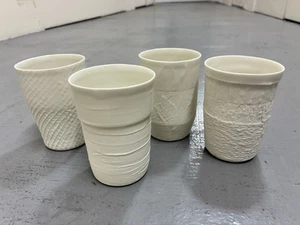 Royal Tichelaar Makkum strukturiertes Porzellan Becher 4er Set moderne Kunst - Bild 1 von 15