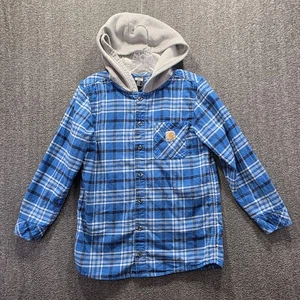 Carhartt Hemd Jugend Large (14-16) blau kariert Kapuze Flanell Knopfleiste - Bild 1 von 10