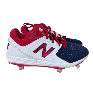 New Balance Fast Pitch Softball Metal Cleats Womens Size 6B Red Navy SMVELOA1 - Picture 1 of 7