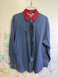 Vintage Coke Denim Top Damen groß blau 3 abnehmbare Kragen Werbung 1995 - Bild 1 von 9