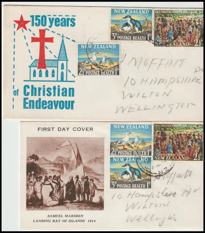 NEW ZEALAND 1964 CHRISTMAS FDC DUO (JF) - Image 1 of 1