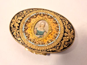 Antikes kompaktes - Made in Italy - handgemaltes MINIATURPORTRAIT - keine Beschädigungen! - Bild 1 von 21