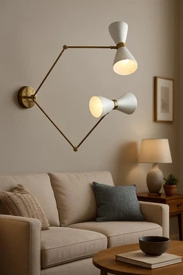 Stilnovo Diabolo Twin Wall Sconce Adjustable Brass Double Lamp Christmas Gift - Image 1 of 4