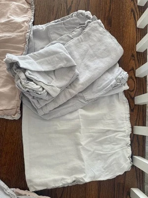 Capa de edredom/King Shams/Euro Shams/Conjunto Anthropologie Queen. Listrado. Reversível - Imagem 1 de 4