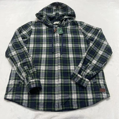 NWT LL Bean Womens M Scotch Plaid Full Zip Flannel Jacket Hoodie Dress Gordon - Image 1 of 4