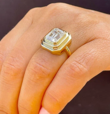 IGI Certified 14k Solid Yellow Gold Emerald Cut Diamond Engagement Ring 3.00ct - Image 1 of 4