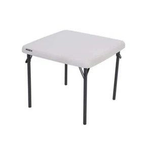 Lifetime Folding Table 24" Square (HDPE) Tabletop Metal Frame Durable in Almond - Picture 1 of 5