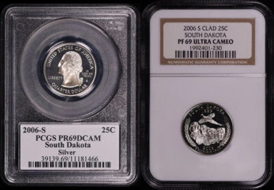 2006-S S. Dakota Silver State Quarter 2 Coin Set PCGS PR-69 DCAM & NGC PF-69 UC - Image 1 of 2