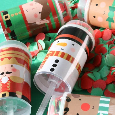 SPARKLES PARTYWARE 6 CHRISTMAS CONFETTI POPPERS KIDS CHILDS DESIGN XMAS PARTY CRACKER SANTA ELF