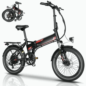 500W 48V Folding Electric Bike 20in Fat Tire Commuting Bicycle E-Bikes 20mph LCD - Picture 1 of 13