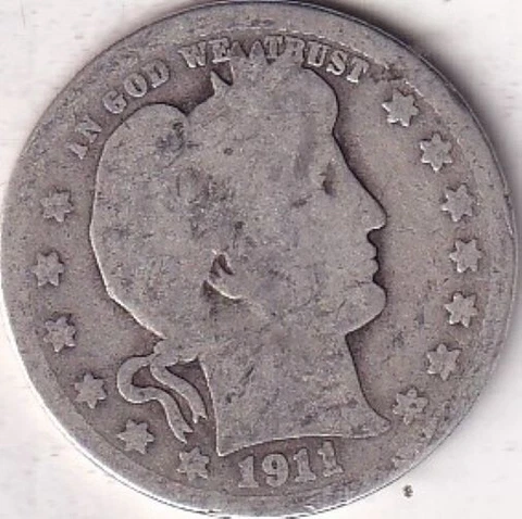 1911 SILVER Barber Quarter #260 - AG - BEAUTIFUL COLOR - BEAUTIFUL COIN Cover