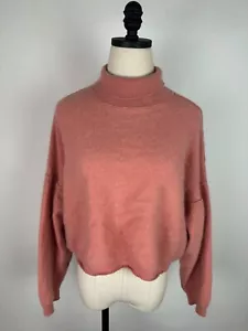 Suéter de Cachemira Free People M Rosa Polvoriento Melocotón Recortado Cuello Alto Acogedor Difuso - Imagen 1 de 16