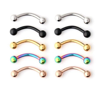 100Pcs/Lot Eyebrow/Lip Labret Piercing Rings Bar Tragus Curved Barbell 16g~1.2mm - Image 1 of 3