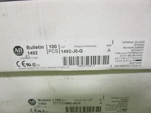 ALLEN-BRADLEY BULLETIN 1492 TERMINAL BLOCKS SERIE A #1492-J6-G - 100 STK. - Bild 1 von 2