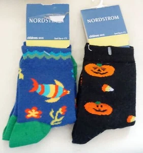 ~ NWT NORDSTROM HALLOWEEN PUMPKIN + FISH SOCK 1 PAIR EACH KIDS SIZE 6 - 7.5 - Picture 1 of 2