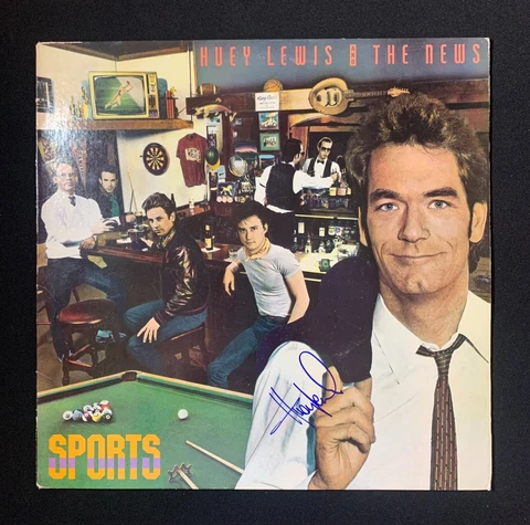 HUEY LEWIS And The News - Signed SPORTS Album Cover - RARE Auto Cover