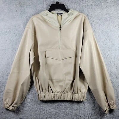 Amylynn Faux Leather Pullover Hoodie Jacket Pink Beige Womens Medium - Image 1 of 4