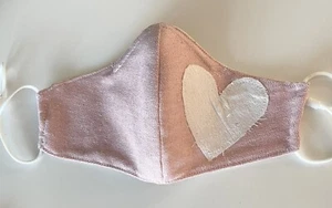 Handmade HEART Washable Mask-Nose Wire, Adjustable Earloop,Filter Pocket - Picture 1 of 5