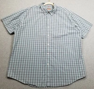 Van Heusen Button Up Shirt Men 2XL XXL Blue Black Check Short Sleeve Work Casual - Picture 1 of 8