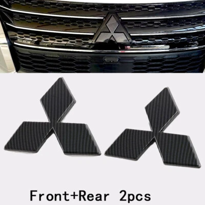 For Mitsubishi Outlander Accessories 2pcs Front Rear 3D Stickers Decal Graphics - Image 1 of 4