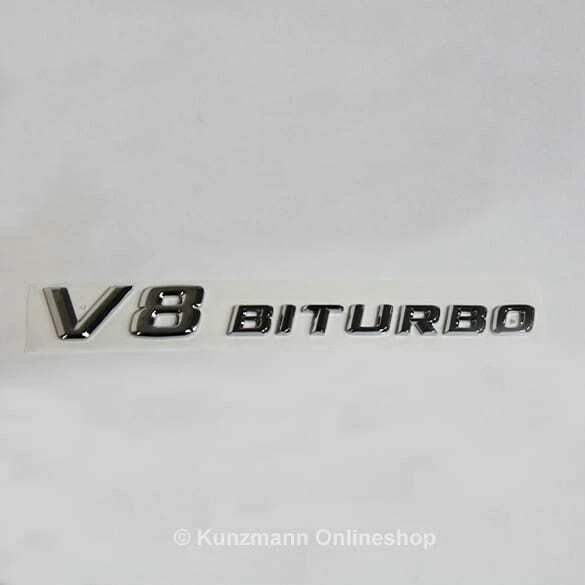 Original V8 Biturbo Mercedes-Benz Chrome Emblem für Alle AMG Fahrzeuge NEU