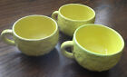Set Of Three Vintage Secla Cabbage Leaf Yellow Teacups
