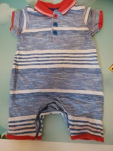 Mini Club: Blue, White Striped short sleeved Romper, Newborn/Small baby *New* - Picture 1 of 3