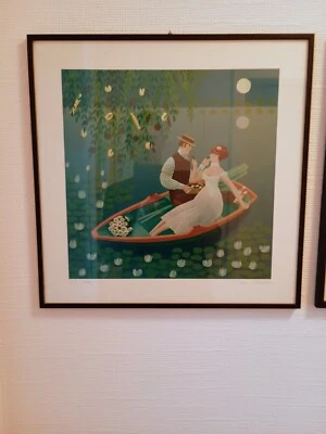 JAN BALET , Paar im Boot, Farblithografie, signiert, gerahmt - Bild 1 von 2