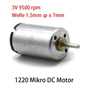 1220 Mikro DC Motor Kleine Elektromotoren Spielzeug DIY 3V 9500rpm Welle φ 1.5mm - Picture 1 of 6