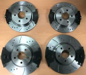 Ford Focus ST225 2.5 Front & Rear Drilled Grooved Brake Discs & Brake Pads - Picture 1 of 3