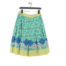 Laura Ashley Women's Midi Skirt UK 12 Green Floral 100% Cotton Midi Pleated