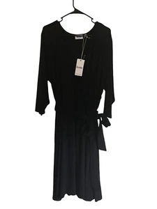 Leota Dress Women's Size 3X Black 3/4 Sleeve V-Neck Tie " Perfect Wrap " - Picture 1 of 9