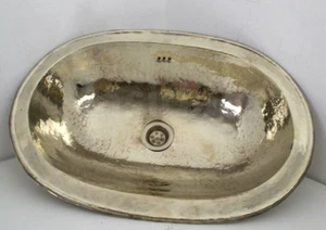 Lavandino artigianale liscio ovale massiccio bagno tedesco argento tedesco (17.125”x11”) - Foto 1 di 8