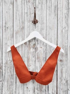 Agnona 100% Cashmere Knit Cropped Top In Brick - S - Afbeelding 1 van 4