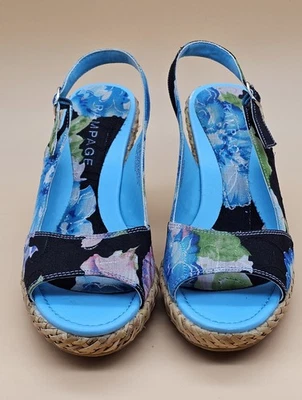 Sandalias de cuña Rampage azules florales 8,5 M alpargata plataforma tacones Foto 1 de 4