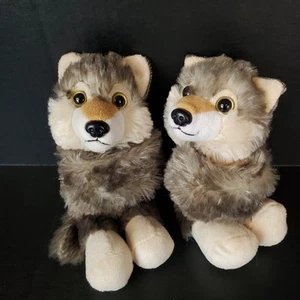 TWO (2) Wild Republic Wrist Slapper Plush Bracelets Grey Timber Wolf Huksy 8" - Picture 1 of 6