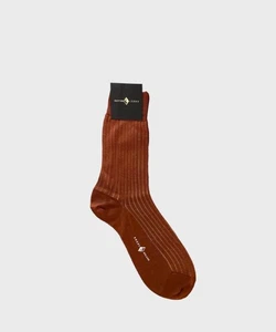 Sozzi Milano calzini lunghi a coste Vanisè in cotone filo di Scozia, marrone ter - Foto 1 di 2