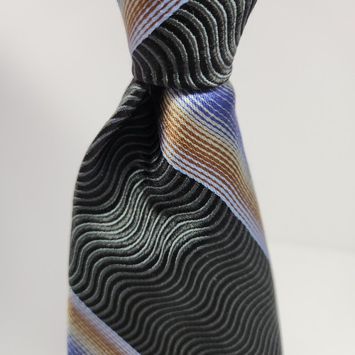 Robert Talbott Best Of Class Mens Tie Silk Black Serpentine Stripes 59 ...