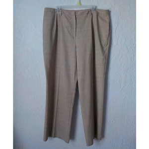Jaclyn Smith Beige Plaid Chinos Trouser Pants Women size 18 Straight Leg Pockets - Picture 1 of 12