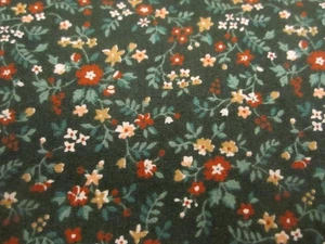Cotton Fabric Cranston Print calico Rust Gold Floral on Dark Green BTY x 44 - Picture 1 of 6