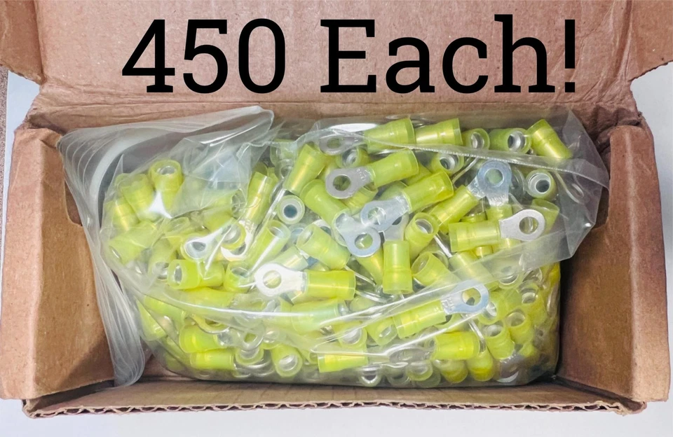 Panduit PNF10-10R-D Crimp Ring Terminal 12-10AWG #10 Stud Size Yellow 450 Each - Image 1 of 3