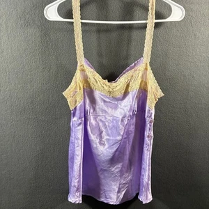vtg y2k women babydoll top large purple lace beaded fairy dainty feminine satin - Bild 1 von 6