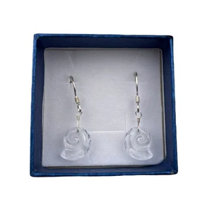Crystal Seashell Sterling Silver Hook Pierced Earrings in Box - Picture 1 of 7