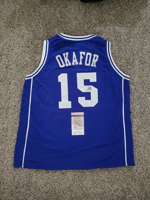 Camiseta deportiva autografiada por Jahlil Okafor Duke Blue Devils certificado de autenticidad JSA talla XL firmada Foto 1 de 4