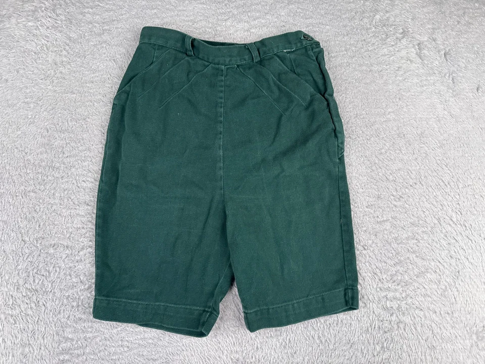 VINTAGE Girl Scout Shorts Girls 22 Green Elastic Waist USA Official Uniform 22x7 - Image 1 of 4
